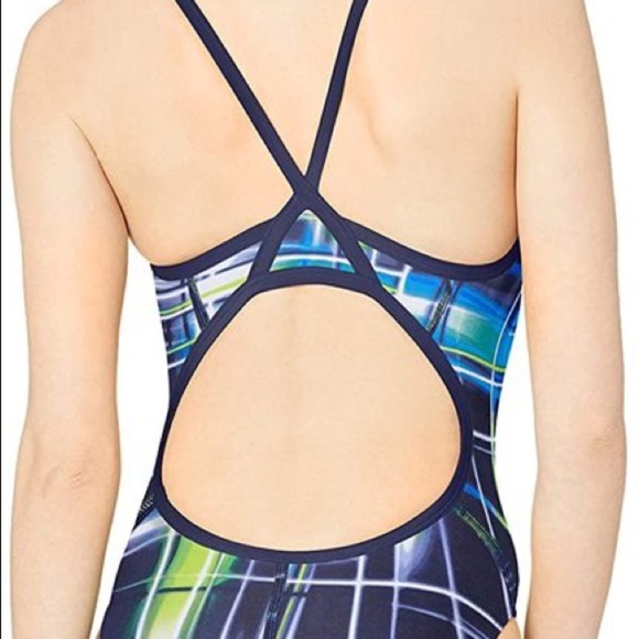 Speedo Powerflex Eco Laser Sticks FlybackSwimsuit - Picture 2 of 3